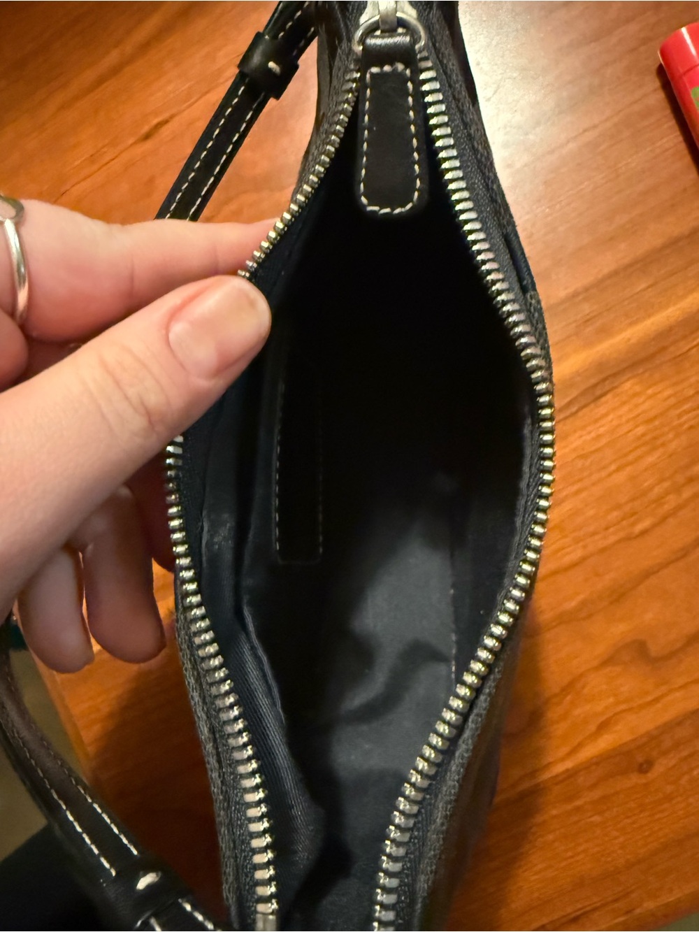 Coach Black Signature Jacquard Mini Shoulder Bag with Leather Trim - Picture 5 of 5